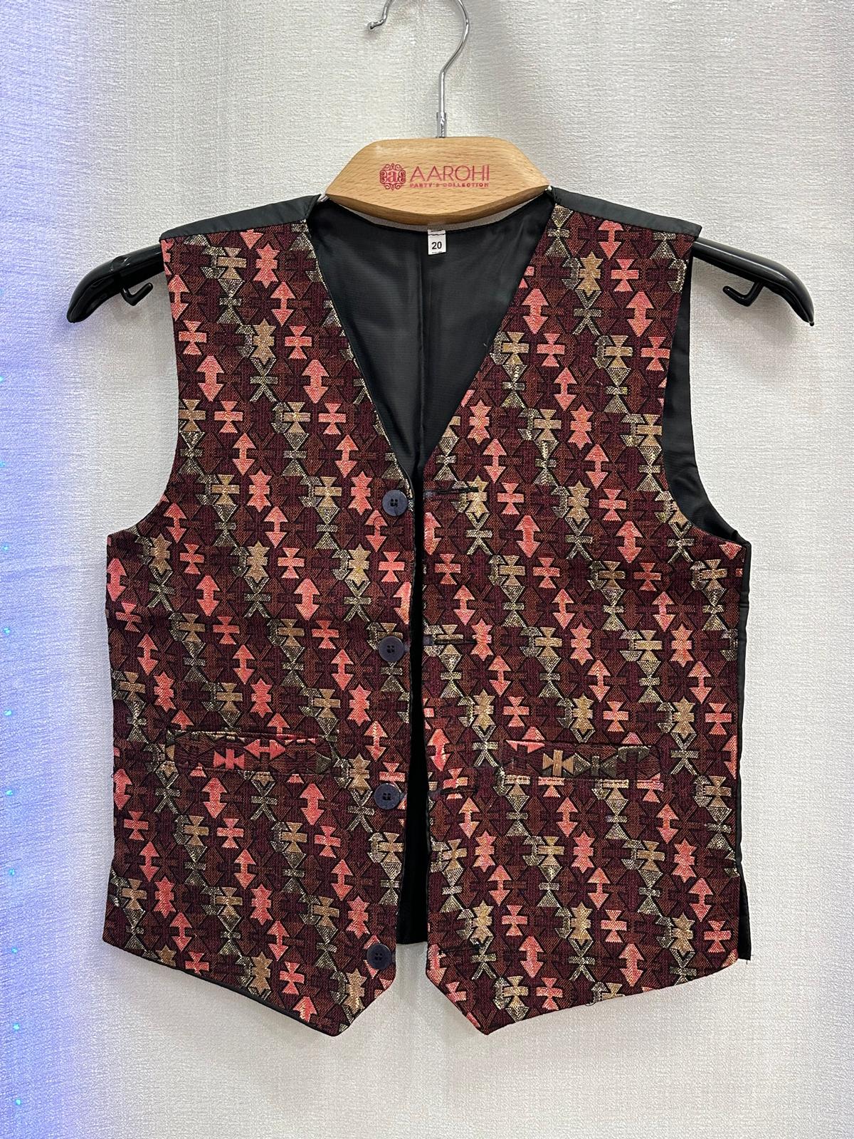 Boys Dhaka Waistcoat with Dhaka Topi 20 (5-6 Year) SKU: